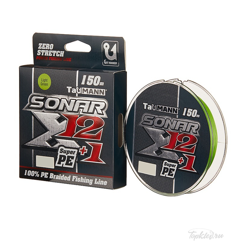Шнур плетёный TauMANN Sonar X12+1 PE #0.8 (150м, 12.1кг, 0.14мм) #LightGreen Шнур плетёный TauMANN Sonar X12+1 PE #0.8 (150м, 12.1кг, 0.14мм) #LightGreen