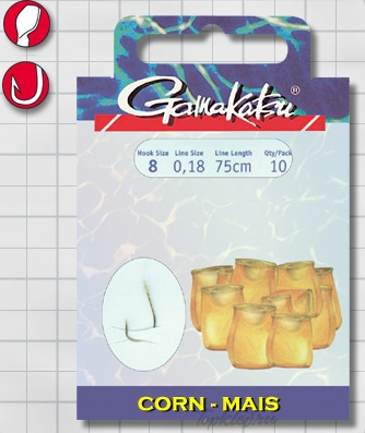 Крючок с поводком Gamakatsu BKS-1130G Corn 75см №12 d поводка 0,16 (10шт.)