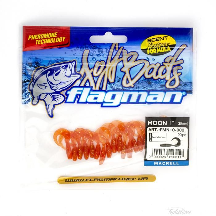 Мягкая приманка Flagman твистер Moon 1" bloodworm 20pc macrell
