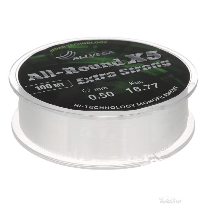 Леска Allvega ALL-ROUND X5 0.40мм (100м) (13,58кг) (прозрачная)