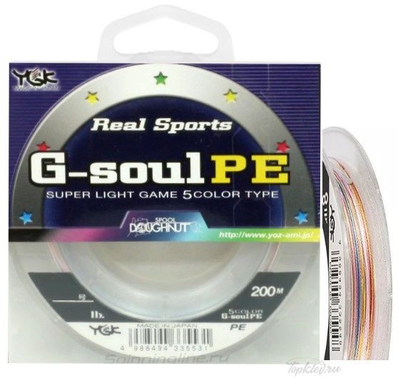 Шнур плетёный YGK G-Soul PE 5COLOR 200м #0.3 multicolor 2,5кг.