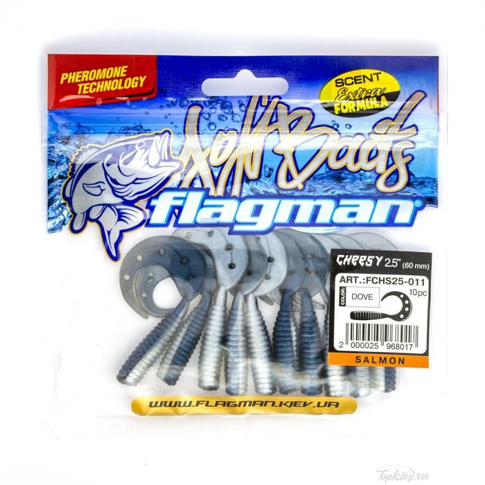 Мягкая приманка Flagman твистер Cheesy 2,5" dove 10pc salmon
