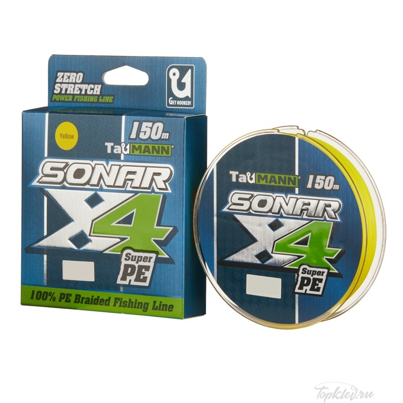 Шнур плетёный TauMANN Sonar PE X4 #0.8 (150м, 7.9кг, 0.14мм) #Yellow