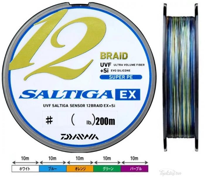 Шнур плетёный PE Daiwa - SALTIGA S X12EX 200m #0.6 multicolor 13LB