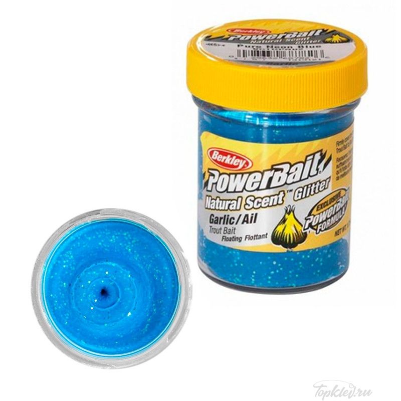 Паста форелевая Berkley PowerBait NATURAL SCENT Glitter TROUT BAIT 50gr GARLIC - BLUE