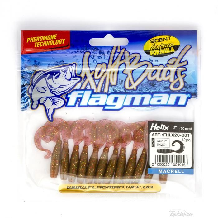 Мягкая приманка Flagman твистер Helix 2" dusty razz 12pc macrell