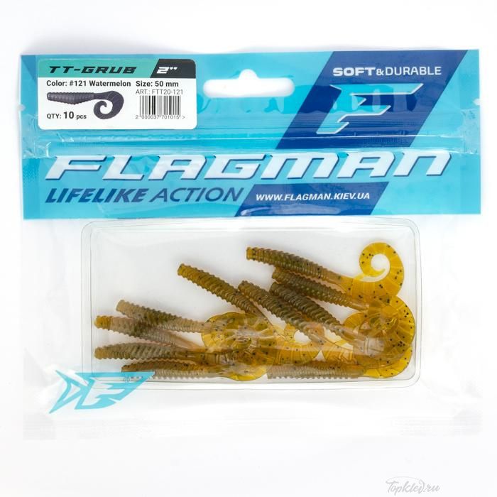 Мягкая приманка Flagman виброхвост TT-Grub 2.0'' #121 Watermelon