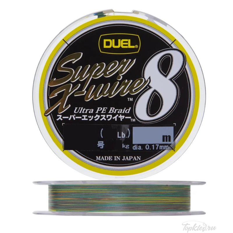 Плетеный шнур Duel PE Super X-Wire X8 #4 (300м, 0.34мм, 27кг) #5Color-Yellow marking