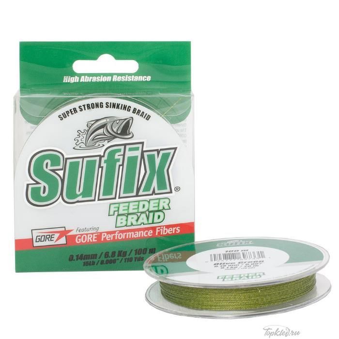 Шнур плетеный Sufix Feeder braid зеленая 100м 0.06мм 2,7кг