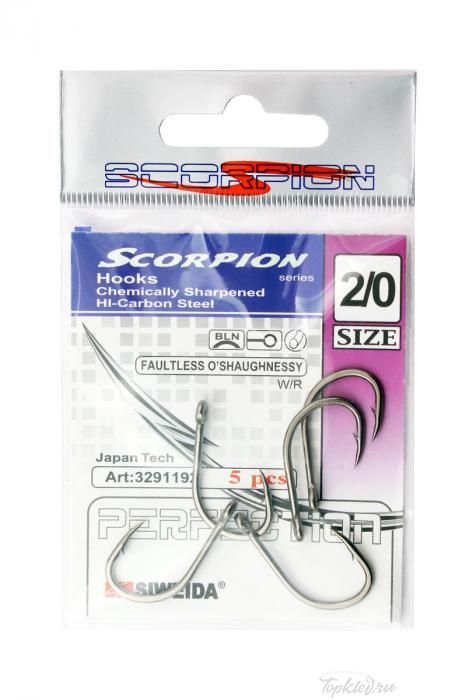 Крючок Siweida "SCORPION" FAULTLESS O'SHAUGHNESSY №2/0 BLN W/R (5шт.)