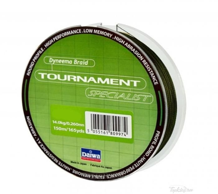 Шнур плетеный Daiwa "Tournament Specialist 10lb" 0,14мм 150м (зеленая)