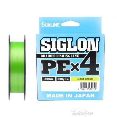 Шнур плетеный Sunline SIGLON PE×4 300M (Light Green) #1/16LB 0,171mm 7,7kg