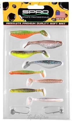 Набор силиконовых приманок+ джиг головка Spro "READY 4 FISH KIT E 7/8cm"