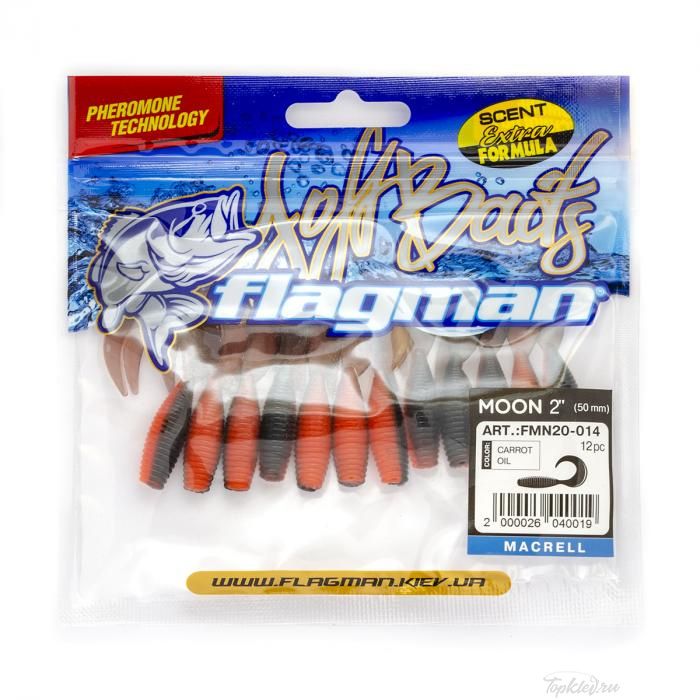 Мягкая приманка Flagman твистер Moon 2" carrot oil 12pc macrell
