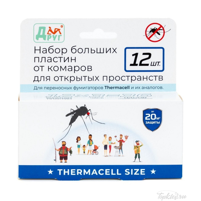 Набор больших пластин Thermacell от комаров для открытого пространства (12 штук)