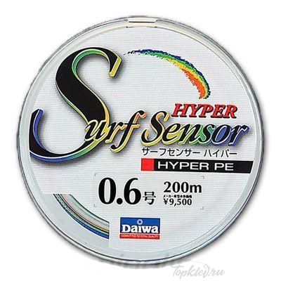 Шнур плетёный PE Daiwa - HYPER SURF SENSOR PE 200м #0.8 multicolor 9,1кг.