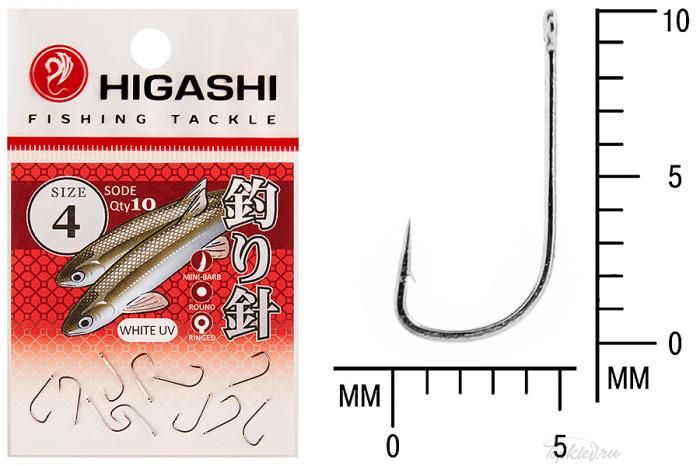 Крючок Higashi Sode ringed #4 White UV Крючок Higashi Sode ringed #4 White UV