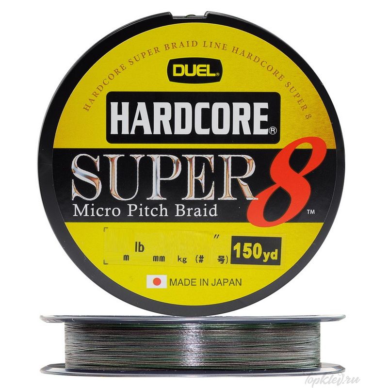 Шнур плетеный Duel PE Hardcore SUPER 8 150YDS 65Lbs (0.41mm)
