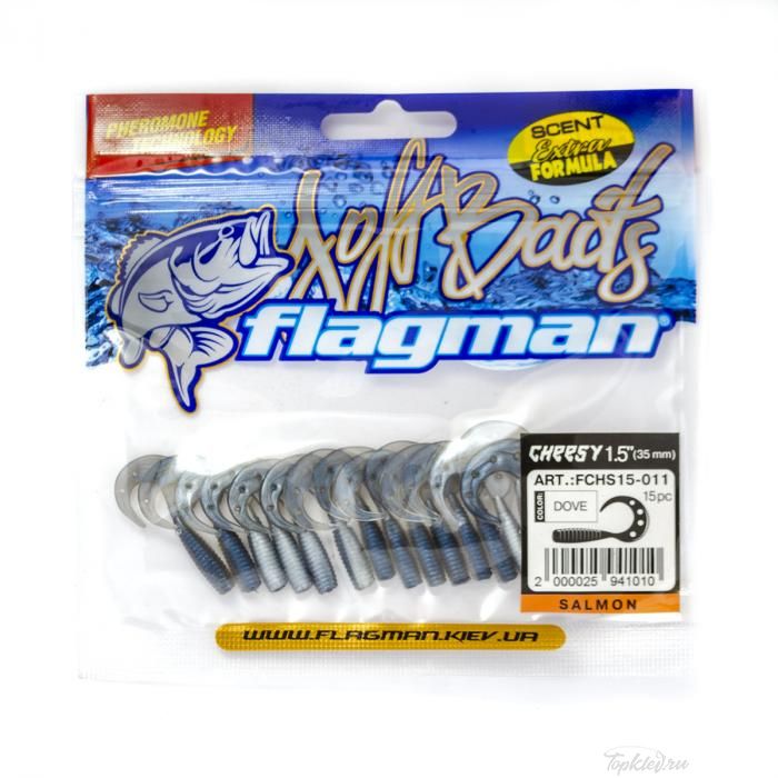 Мягкая приманка Flagman твистер Cheesy 1,5" dove 15pc salmon