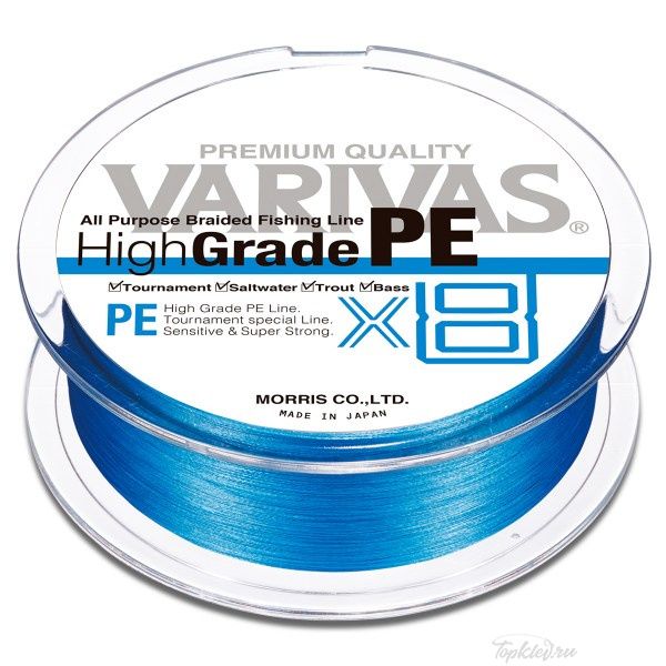 Шнур плетёный Varivas PE8 High Grade PE X8 150m BLUE #1.2 23LB 10.4кг