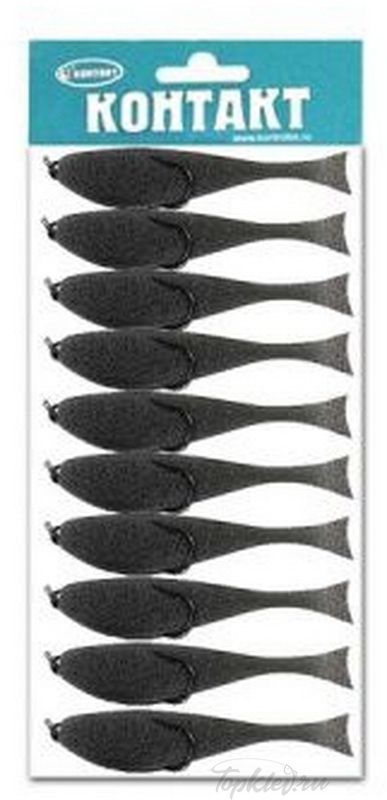 Рыбка поролоновая Контакт 6см на двойнике черная (10шт)