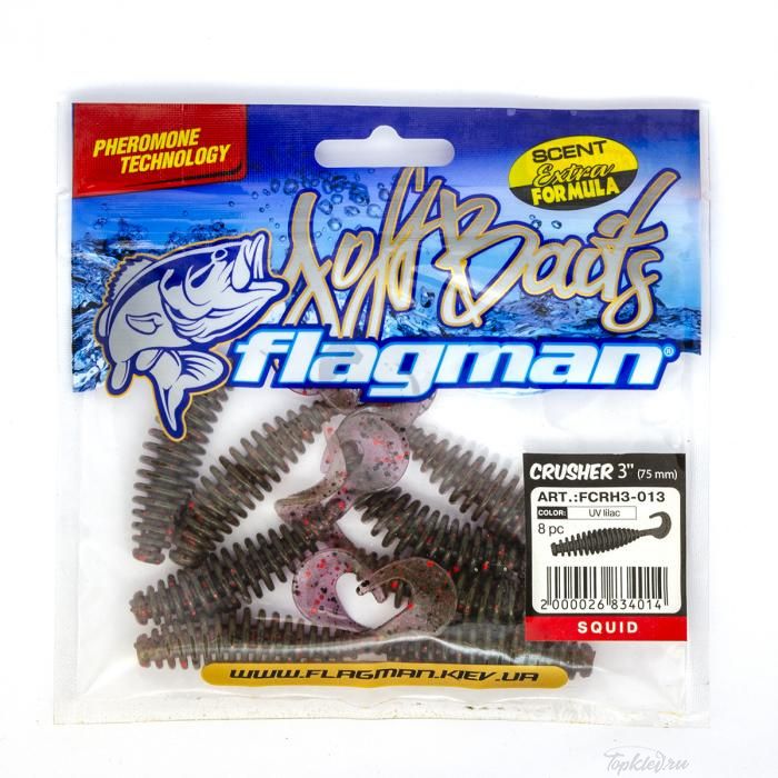 Мягкая приманка Flagman Crusher 3" UV lilac 8pc squid