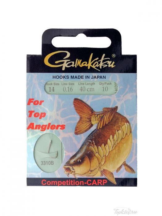Крючок с поводком Gamakatsu BKS-3310B Carp 40см Comp №14 d поводка 0,16 (10шт.)
