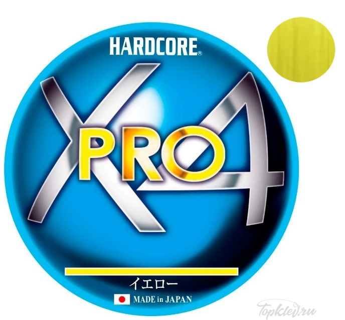Шнур плетеный Duel PE HARDCORE X4 PRO 200m Yellow #1.2 9.0Kg (0.19mm)