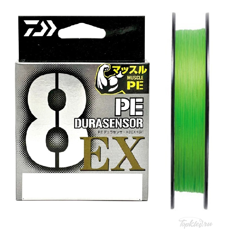 Шнур плетеный PE Daiwa Durasensor X8EX +Si3 #0.6 (150м, 4.9кг, 0.128мм) #LimeGreen