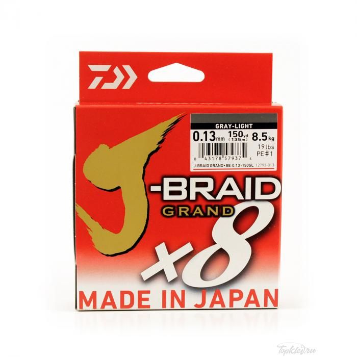 Шнур плетеный Daiwa J-BRAID GRAND X8 0.13MM-135m GRAY-LIGHT