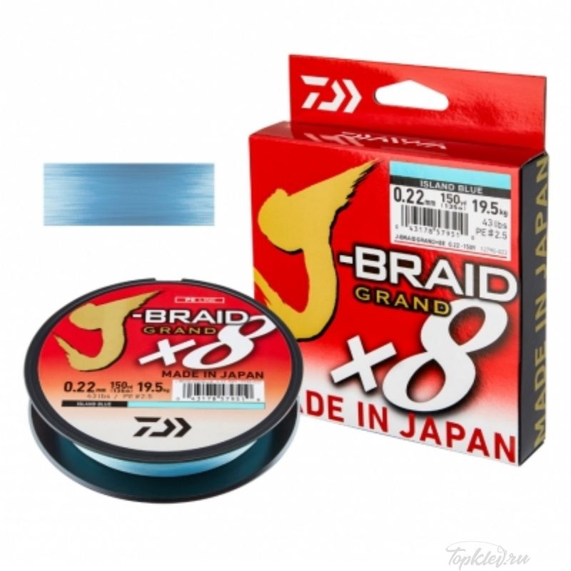 Шнур плетеный Daiwa J-BRAID GRAND X8 0.24мм-135м Island Blue