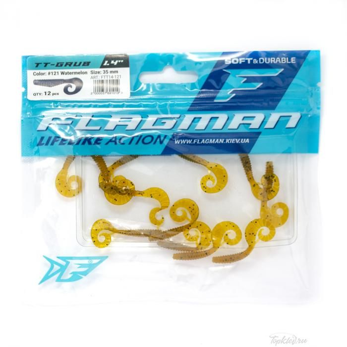 Мягкая приманка Flagman виброхвост TT-Grub 1.4'' #121 Watermelon