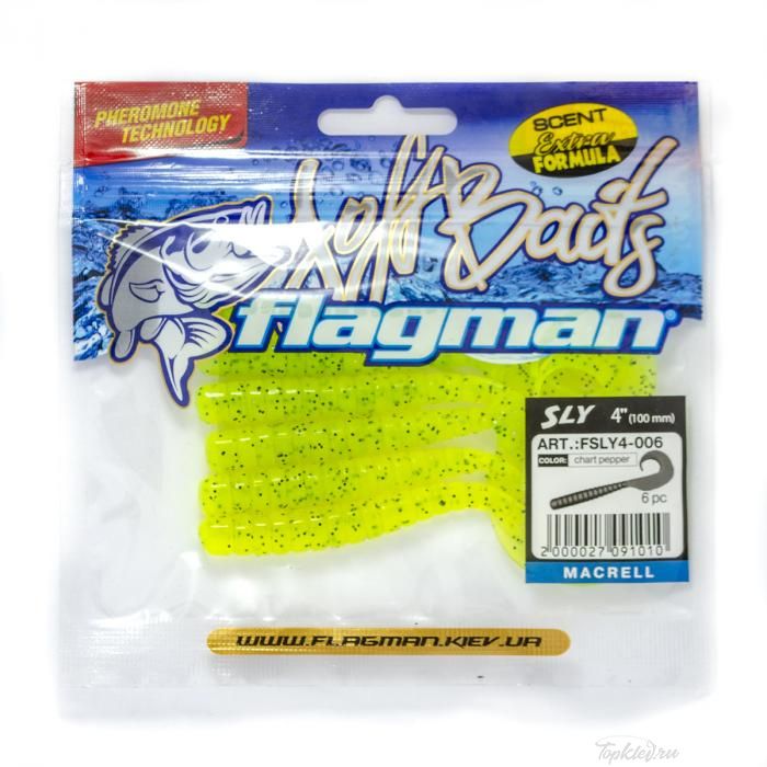 Мягкая приманка Flagman виброхвост Sly 4" chart pepper 6pc macrell