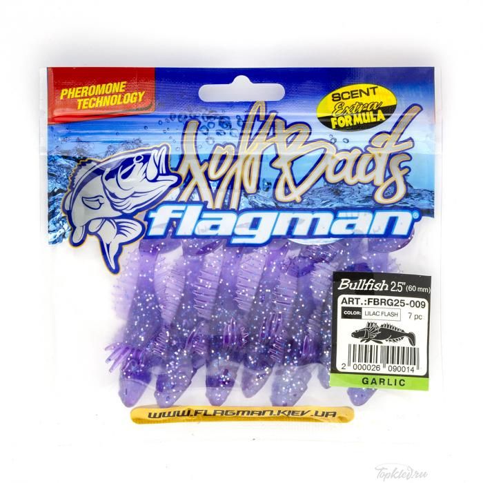 Мягкая приманка Flagman виброхвост Bullfish 2,5" lilac flash 7pc garlic