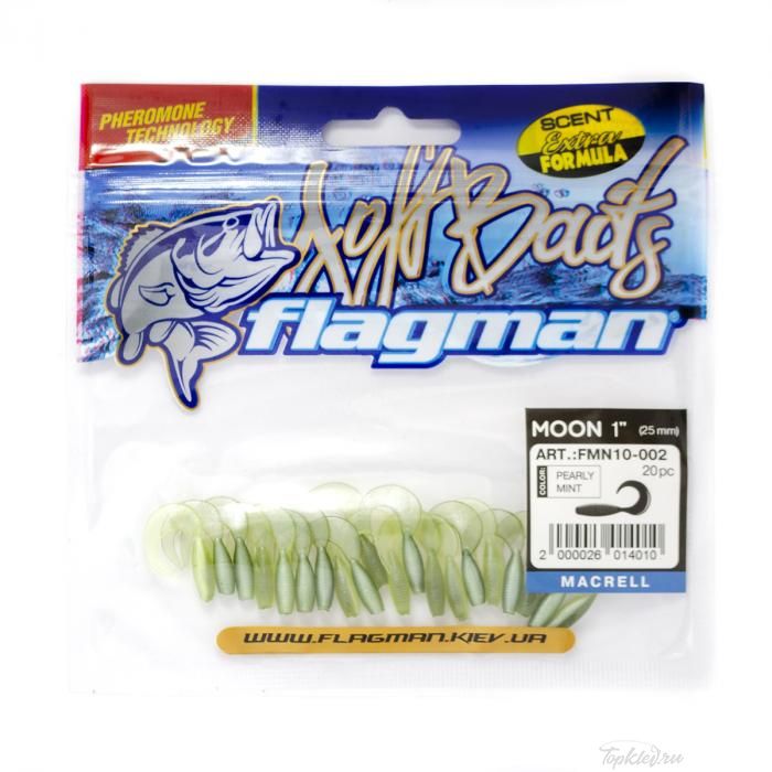 Мягкая приманка Flagman твистер Moon 1" pearly mint 20pc macrell
