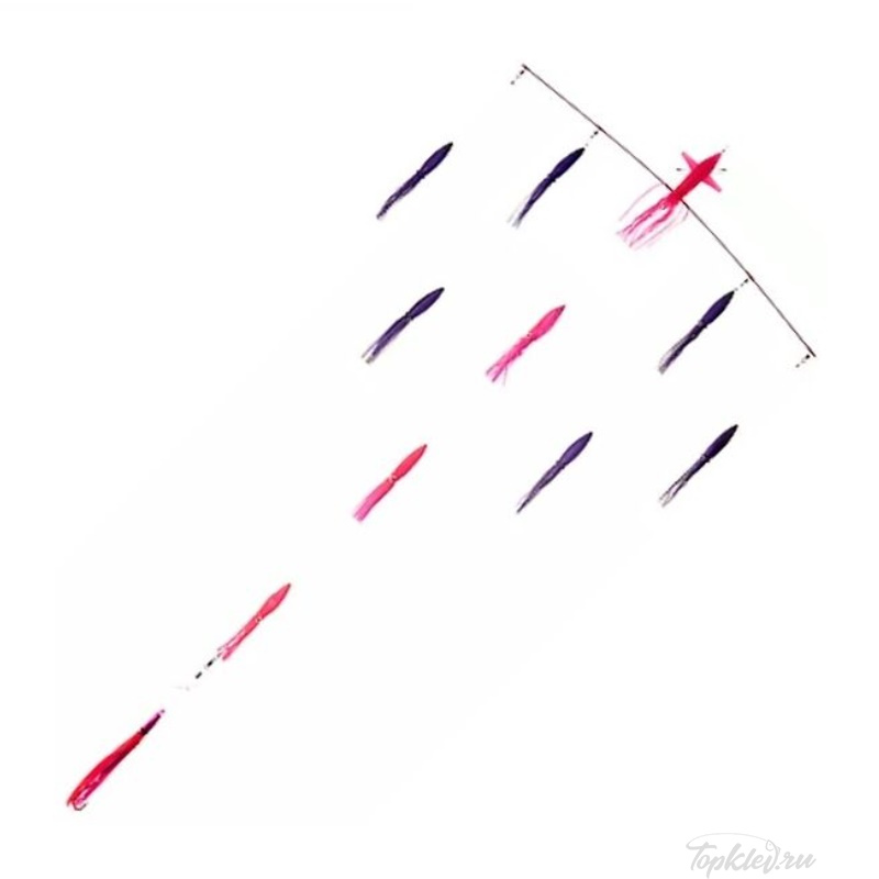 Оснастка Higashi 36 Left Direction Flock fish 9 Squid 640гр #Combo 1 (Pink Tiger/Purple)