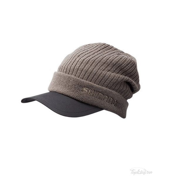 Кепка зимняя Shimano BREATHHYPER+℃ Knit Cap Серая (with brim) CA-065Q