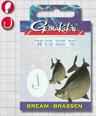 Крючок с поводком Gamakatsu BKS-1310N Bream 45см №16 d поводка 0,10 (10шт.)