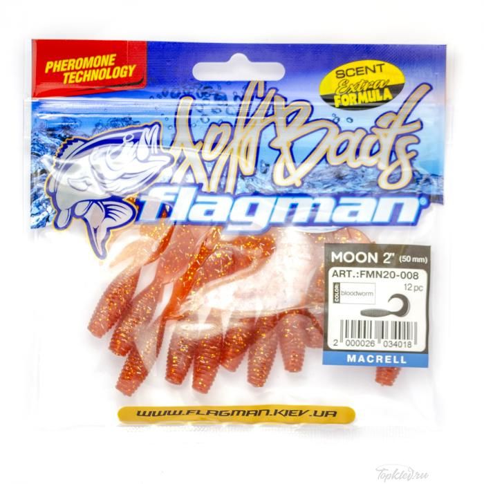 Мягкая приманка Flagman твистер Moon 2" bloodworm 12pc macrell