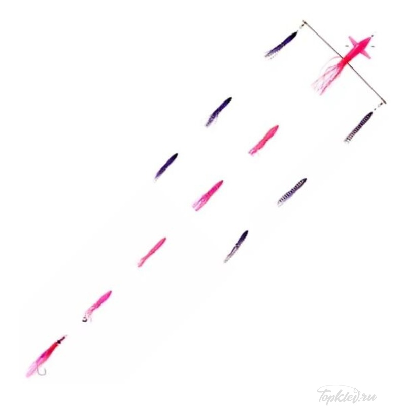 Оснастка Higashi 18 Right Direction Flock fish 6 Squid 490гр #Combo 1 (Pink Tiger/Purple)