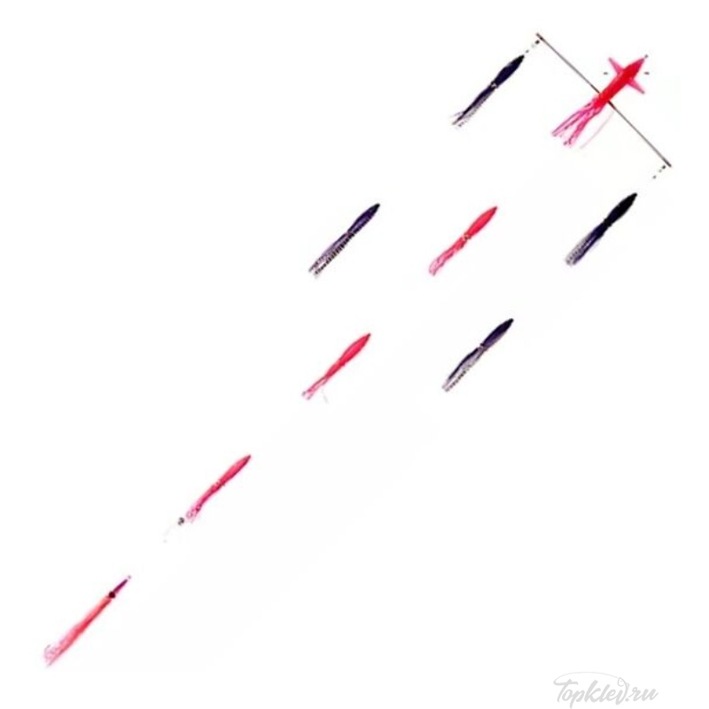 Оснастка Higashi 18 Left Direction Flock fish 9 Squid 580гр #Combo 1 (Pink Tiger/Purple)