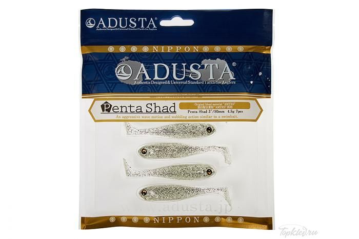 Приманка Adusta Penta shad 4" #013 Clear Silver Glitter S