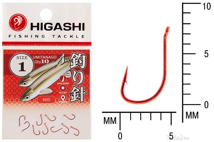 Крючок Higashi Umitanago ringed #1 Red Крючок Higashi Umitanago ringed #1 Red