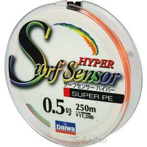 Шнур плетёный PE Daiwa - HYPER SURF SENSOR PE 250м #0.5 multicolor 5,2кг.