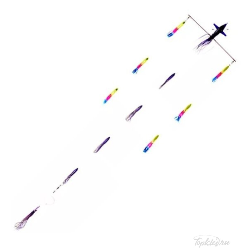 Оснастка Higashi 18 Left Direction Flock fish 6 Squid 490гр #Combo 2 (Purple/Rainbow)