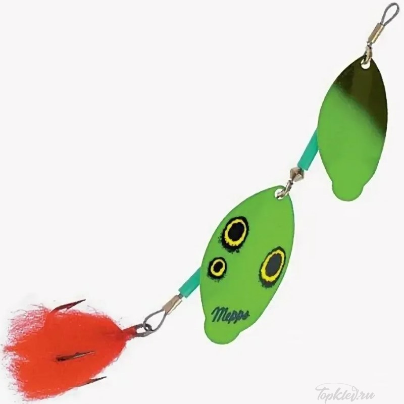Блесна вращающаяся Mepps "Tandem Brochet NOIR/VERT/OR" блистер