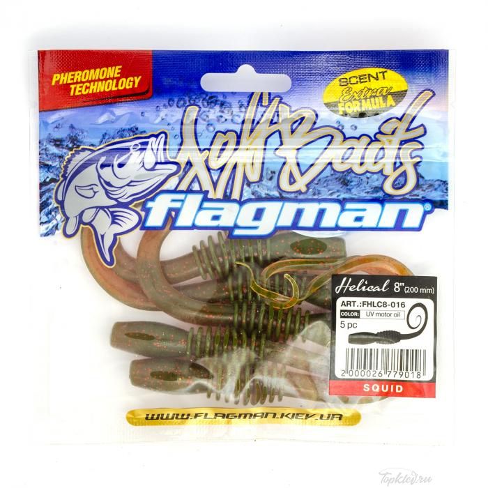 Мягкая приманка Flagman Helical 8" UV motor oil 5pc squid