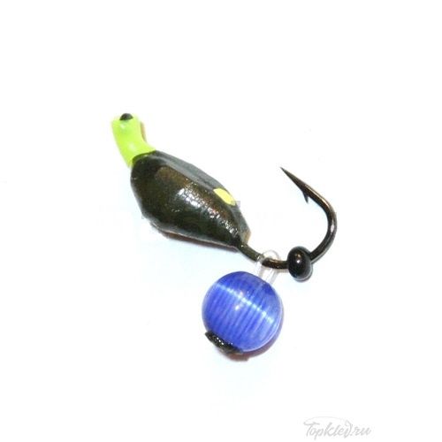 Мормышка МастИв вольфрамовая Нимфа 4 петля болотный , серьга с кошачим глазом, 1,0гр. (181) (10 шт)