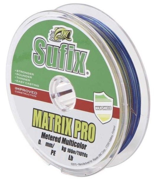 Шнур плетеный Sufix Matrix Pro разноцветный 100м 0.12мм 8,1кг