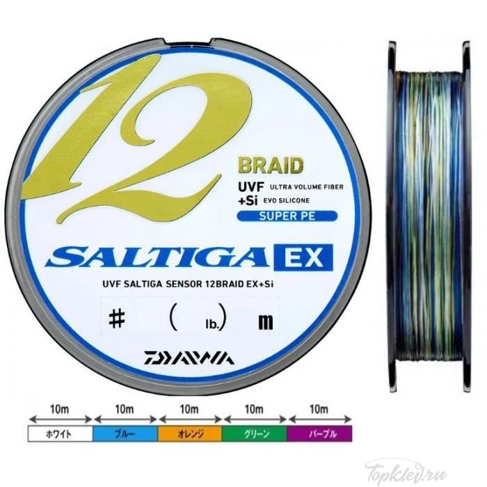 Шнур плетёный PE Daiwa - SALTIGA S X12EX 300m #5 multicolor 88LB